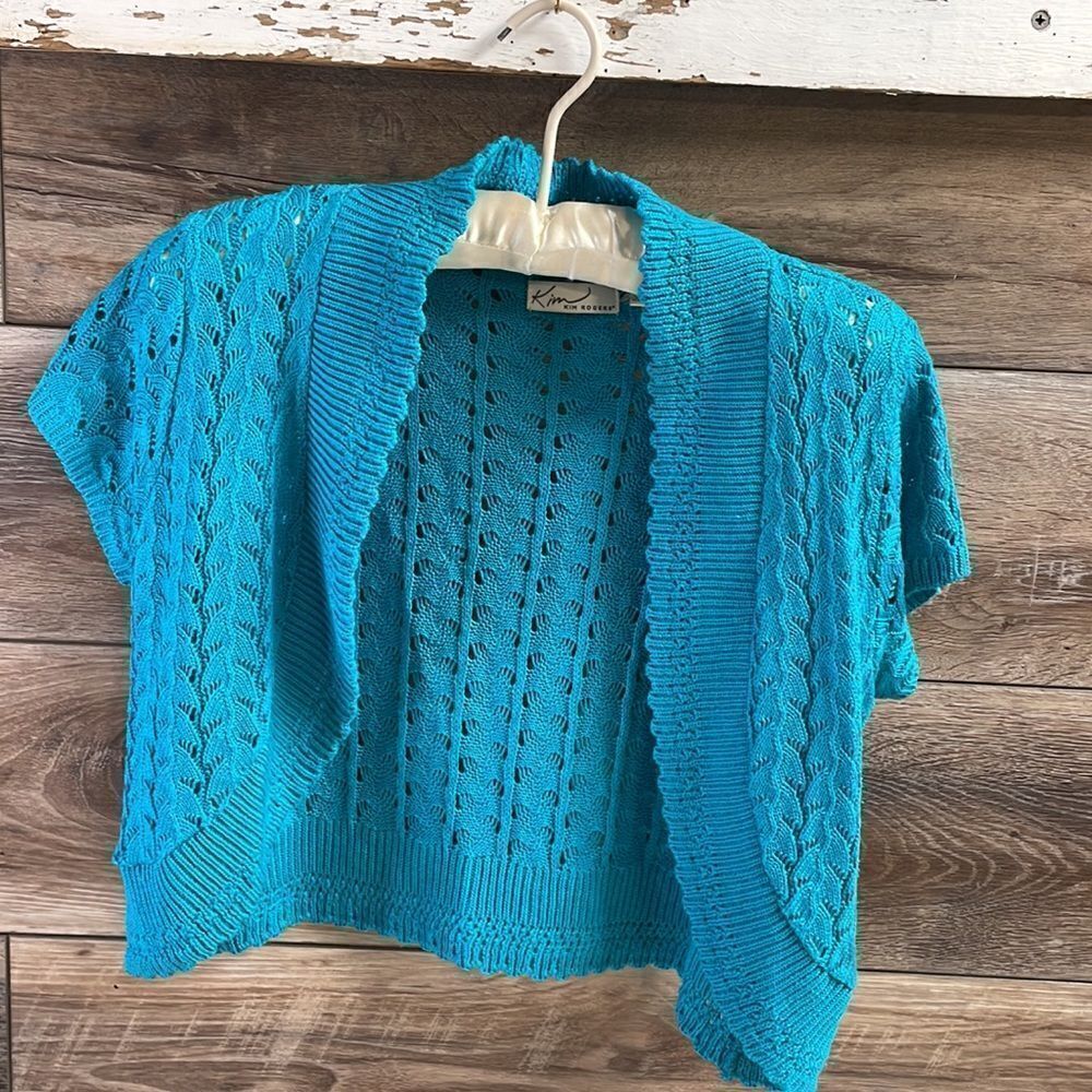 Kim Rogers Ladies Sweater Shrug, Open Front , Size Medium, Teal